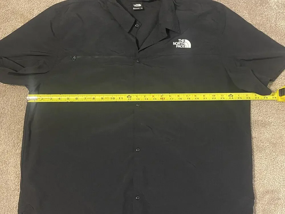 The North Face Shirt Mens 2XL Black Short Sleeve Button Front Outdoor Hiking